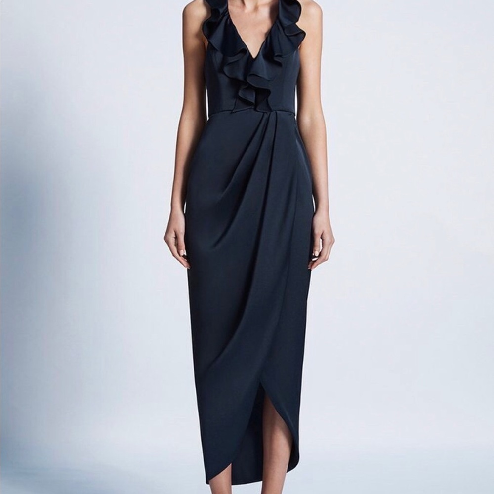 Shona Joy ruffle neck dress